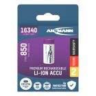 Li-Ion battery 16340 / RCR123 type 850 (min. 800 mAh)