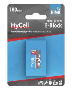 NiMH rechargeable battery 9V block / 6F22 180 mAh 1pcs.